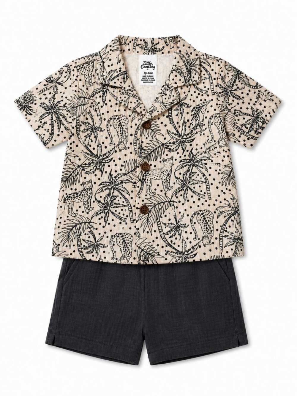 NWT Baby Essentials 2 Piece Toddler Boy Short Set Safari Print Shirt & Shorts - Picture 1 of 3